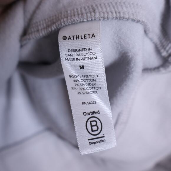 ATHLETA Triumph Printed Hoodie Grey Gypsum Camo Zip Up Stretch Active Women's M - Picture 13 of 14